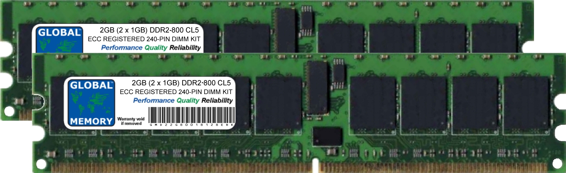 2GB (2 x 1GB) DDR2 800MHz PC2-6400 240-PIN ECC REGISTERED DIMM (RDIMM) MEMORY RAM KIT FOR DELL SERVERS/WORKSTATIONS (2 RANK KIT CHIPKILL)